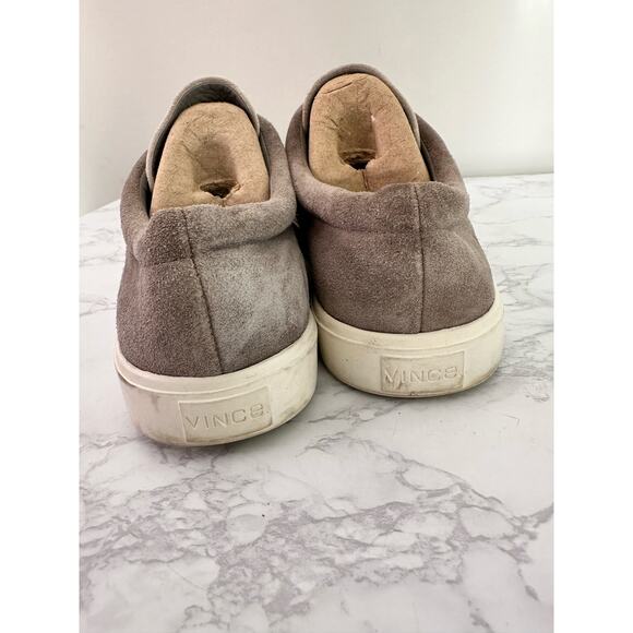 Vince. Shoes Canyon Womens US 8.5 EU 39.5 Steel Bone Suede Slip On Sneakers Gray - Picture 3 of 7